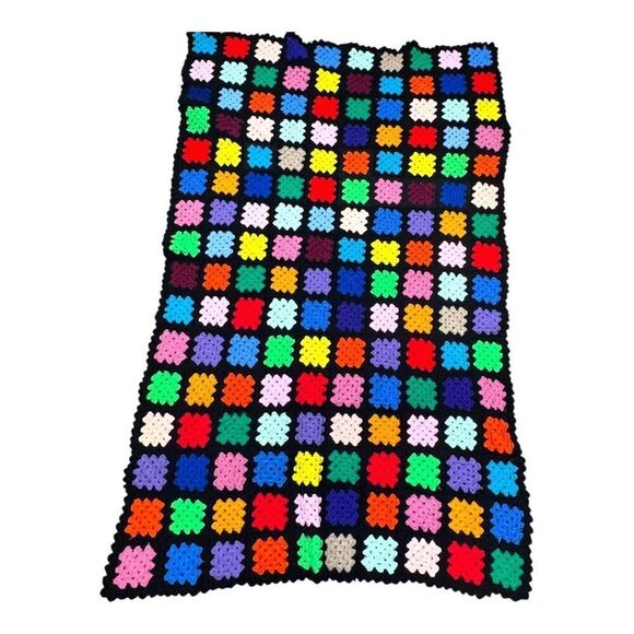 Handmade Colorful Granny Square Crochet Blanket Afghan Lap Chair Sofa Cozy Throw - Picture 1 of 5